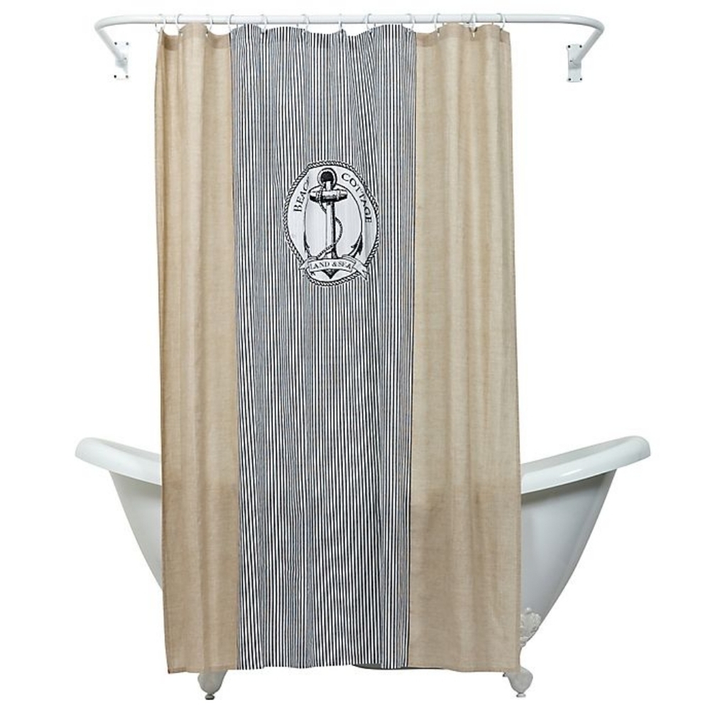 India Ink Beach Anchor Cottage Shower curtain
